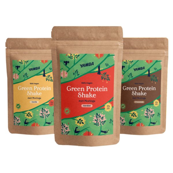 Yamba-Moringa-Green-Protein-Shake-proefpakket-Aardbei-Chcolade-Vanille-1kg-F